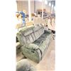 Image 2 : LOWEN GREEN 3 SEAT PLUSH FABRIC CUSHION RECLINER COUCH (77"W 36"D 38.5"H) WITH