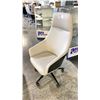 Image 2 : KASURA WHITE LEATHER MOBILE HIGH BACK OFFICE CHAIR WITH HEADREST AND BLACK WOODEN ACCENTS