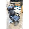 Image 2 : BLACK LEATHER ADJUSTABLE MOBILE OFFICE CHAIR (STYLE 2)