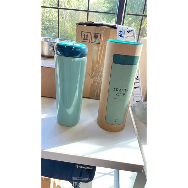 BOX OF 6 SOWDEN FOR HAY MINT INSULATED 500ML TRAVEL CUPS