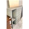 Image 2 : GREY WOODEN 6 DRAWER DRESSER WITH BUILT IN DISPLAY SHELVES (41.5'W 17'D 49'H)