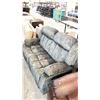 Image 2 : LOWEN GREEN 2 SEAT PLUSH FABRIC CUSHION RECLINER COUCH (60"W 36"D 39"H)