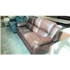 Image 2 : DARK BROWN LEATHER 3 SEAT RECLINER COUCH (82"W 34"D 38"H)