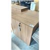 Image 2 : BROWN WOOD PATTERN 2 DOOR FLOOR CABINET WITH BUILT IN LOCK, COMES WITH KEYS (35.5"W 22"D 37.5"H)