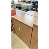 Image 2 : BROWN WOOD PATTERN 2 DOOR FLOOR CABINET WITH BUILT IN LOCK, NO KEYS (35.5"W 22"D 37.5"H)