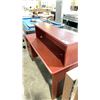 Image 2 : CHERRY WOOD PATTERN DESK WITH A BUILT IN CABINET AND SECOND TIER SHELF (60"W 21"D 43"H)