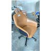 Image 2 : KASURA BROWN LEATHER MOBILE OFFICE CHAIR WITH BLACK WOODEN ACCENTS