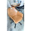 Image 2 : KASURA BROWN LEATHER MOBILE OFFICE CHAIR WITH BLACK WOODEN ACCENTS