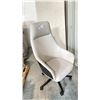 Image 2 : KASURA WHITE LEATHER MOBILE OFFICE CHAIR WITH HEADREST AND BLACK WOODEN ACCENTS