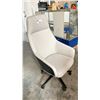 Image 2 : KASURA WHITE LEATHER MOBILE OFFICE CHAIR WITH HEADREST AND BLACK WOODEN ACCENTS
