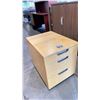 Image 2 : NATURAL WOOD PATTERN MOBILE PEDESTAL WITH BUILT IN COMBINATION LOCK
