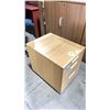 Image 2 : NATURAL WOOD PATTERN MOBILE PEDESTAL WITH BUILT IN COMBINATION LOCK AND WHITE ACCENTS