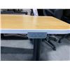 Image 2 : WOOD PATTERN ELECTRIC HEIGHT ADJUSTABLE SIT/STAND CORNER DESK WITH WHITE ACCENTS