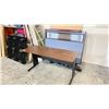 Image 1 : DARK BROWN WOOD PATTERN DESK WITH METAL LEGS, COME WITH SOUND ABSORBING DIVIDER PANELS