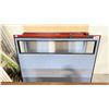 Image 2 : DARK BROWN WOOD PATTERN DESK WITH METAL LEGS, COME WITH SOUND ABSORBING DIVIDER PANELS