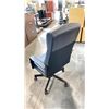 Image 2 : BLACK LEATHER ADJUSTABLE MOBILE OFFICE CHAIR (STYLE 1, WORN)