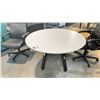 Image 2 : WHITE ENGINEERED WOODEN TABLE WITH METAL BASE D48" X W48" X H29"