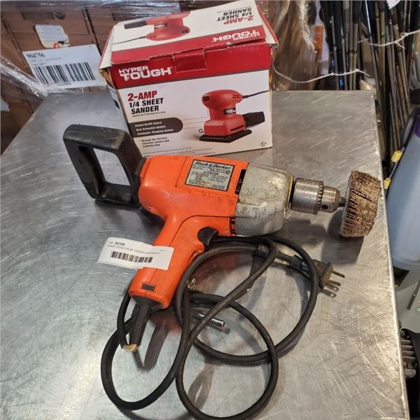 HYPER TOUGH PALM SANDER AND BLACK AND DECKER TYPE 3 DRILL