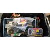 Image 2 : STORAGE TOTE FULL OF ASSORTED SHOP TOOLS, SUPPLIES, BITS AND MORE
