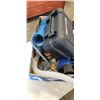 Image 2 : TRAY OF SUMP PUMP, WATER HOSE, SHRINK WRAP HANDLE AND MORE