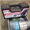 Image 3 : WOOD TRAY OF ASORTED TAPE AND TIRE CHAINS