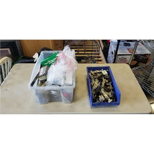 2 TOTES OF ELECTRICAL AND SWITCHES