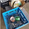 Image 2 : 2 METAL SIGNS, BUCKET OF METAL PLATES AND CRATE OF BEER GLASSES