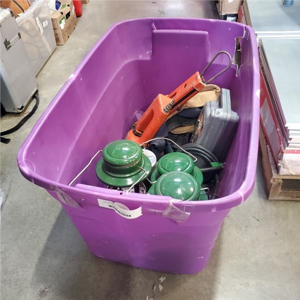 TOTE OF TOOLS AND LANTERNS