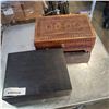 Image 1 : CARVED ROSEWOOD BOX AND CASED WINE SET