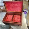 Image 2 : CARVED ROSEWOOD BOX AND CASED WINE SET