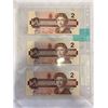 Image 2 : 3 MINT 1986 $2 BILLS IN SEQUENCE 750,751,752