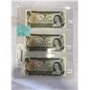 Image 1 : 3 MINT 1973 CANADIAN $1 BILLS IN SEQUENCE 6611-6613