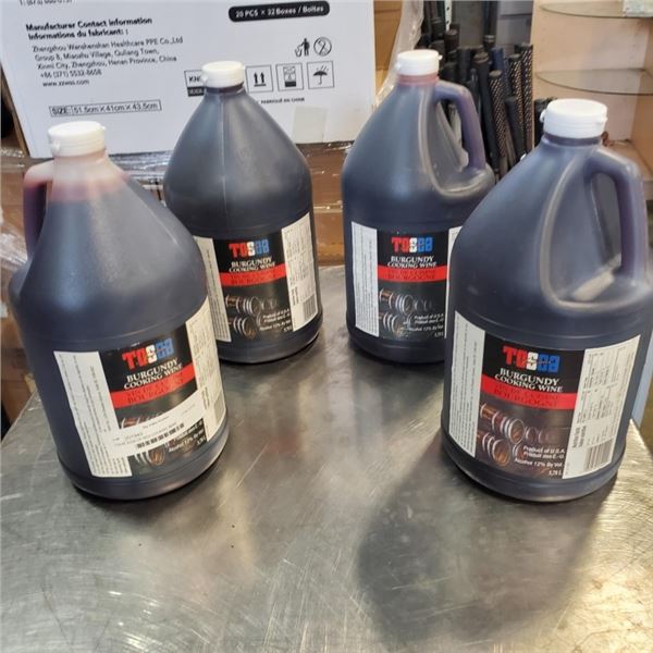 FOUR JUGS OF RED COOKING WINE