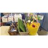 Image 1 : PLASTIC TUB WITH ARTIFICIAL GREENERY, LONG PLANTERS, BASKET AND MORE