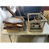 Image 1 : CRATE OF VINTAGE ROTARY PHONES, IRON, SERVING TRAYS AND MORE