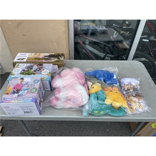 DINOSAURS, UNICORNS AND TURTLE STUFFED ANIMALS