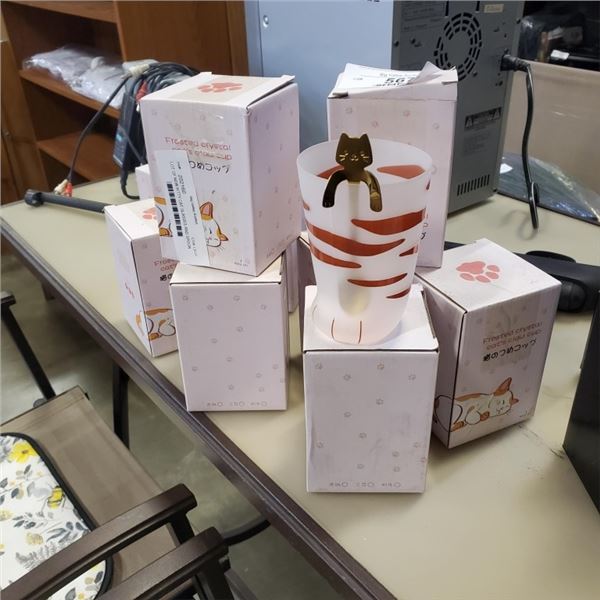 LOT OF NEW KITTY CAT GLASSES AND SPOON SETS