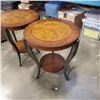 Image 2 : 2 MODERN ROUND ENDTABLES WITH HEAVY METAL LEGS