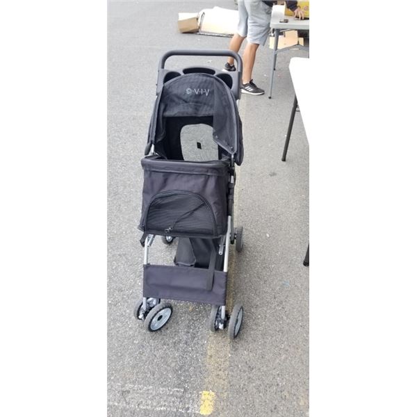 BLACK FOUR WHEELED PET STROLLER