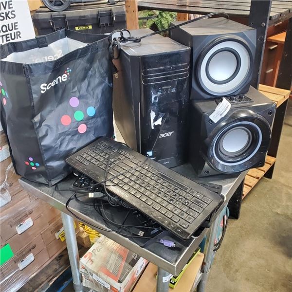 SURROUND SOUND SPEAKERS WITH ACER PC TOWER AND KEYBOARDS