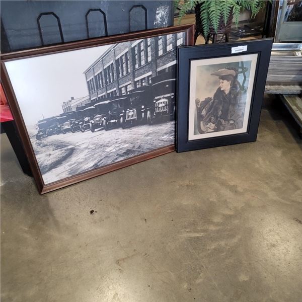 BLACK AND WHITE JOHNSTON TERMINAL WHITE SPOT PICTURE, AND ANTIQUE 1930'S FRAMED PORTRAIT