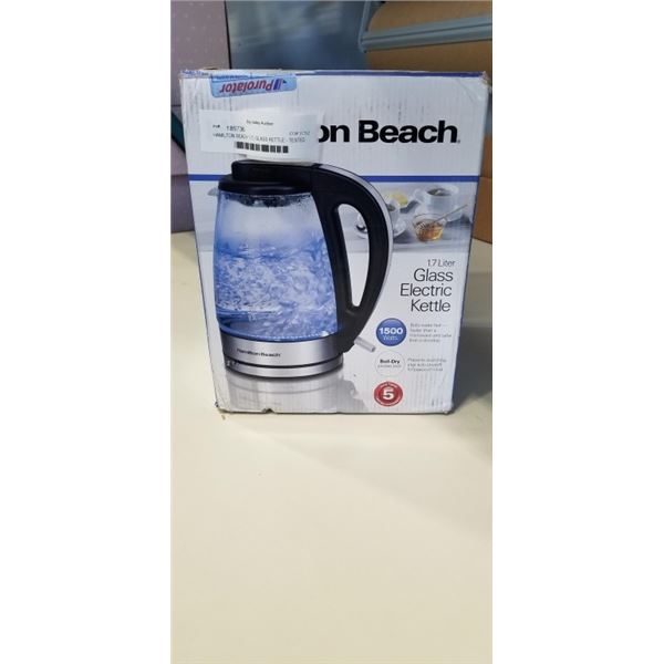 HAMILTON BEACH 1.7L GLASS KETTLE - TESTED WORKING