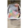 Image 2 : ASSORTED HOUSEHOLD ITEMS IN LAUNDRY BASKET, INCLUDIONG NEW IPAD CASES, ROLLERBLADES, DVDS, SERVING T