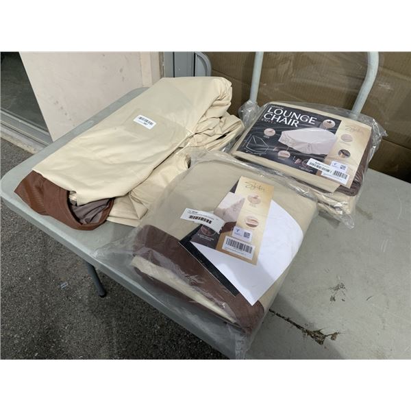 THREE PATIO LOUNGE CHAIR COVERS