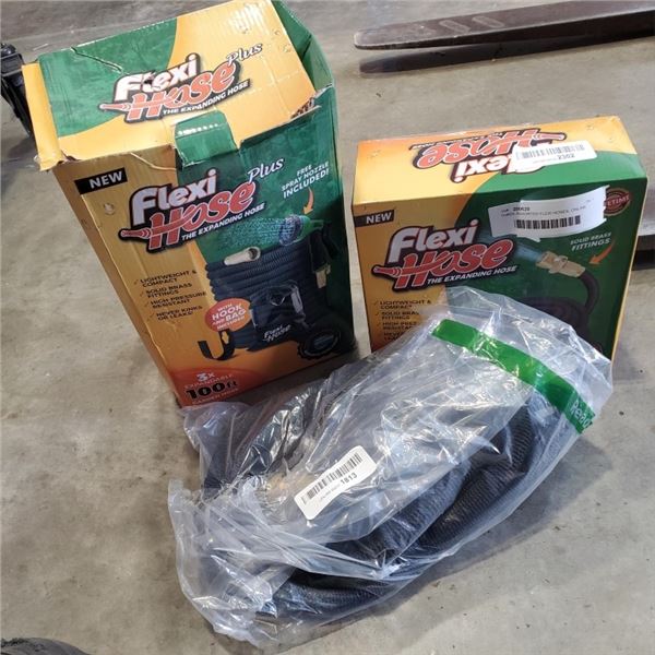 THREE ASSORTED FLEXI HOSES, ONLINE RETURNS