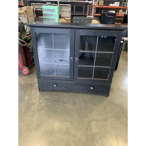 CRATE AND BARRELL RUSTIC 2 DOOR CABINET WITH 2 DRAWERS
