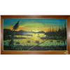 Image 1 : Original oil on canvases board by William Cross - Anchorage artist don in 1960's 19.5"x30" (229)