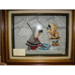 3-D art piece "Ice Fishing" shadow box framed by B.K. 19"x23" (229)