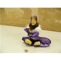 Chevak sitting doll by Annie Hurlbat of mother and child 8"  (229)