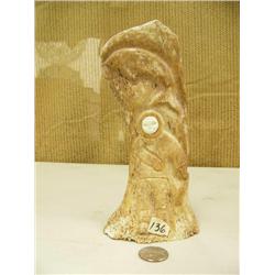 Relief carved whale bone of hunter and whales and eagle by Davis Uglonook (2)